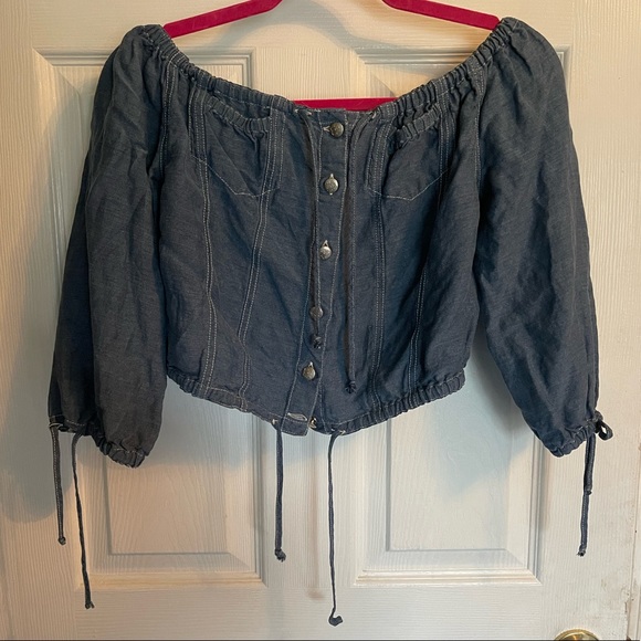 Jean Paul Guiltier off the shoulder denim crop top - Picture 9 of 14